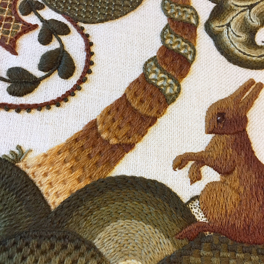 Crewel Work Embroidery insprired by Jacobean designs