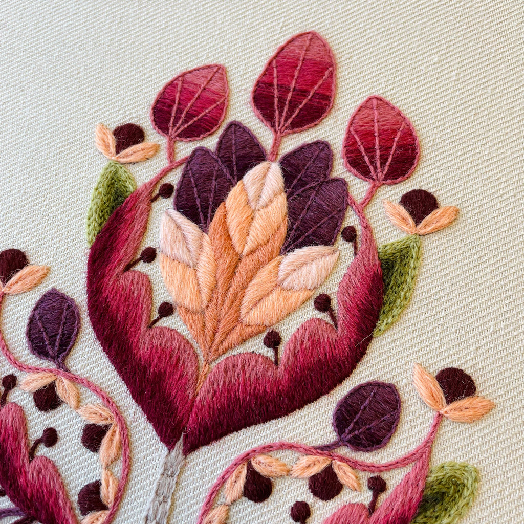 Crewel Work Embroidery Kit, Jacobean Tree In Autumn