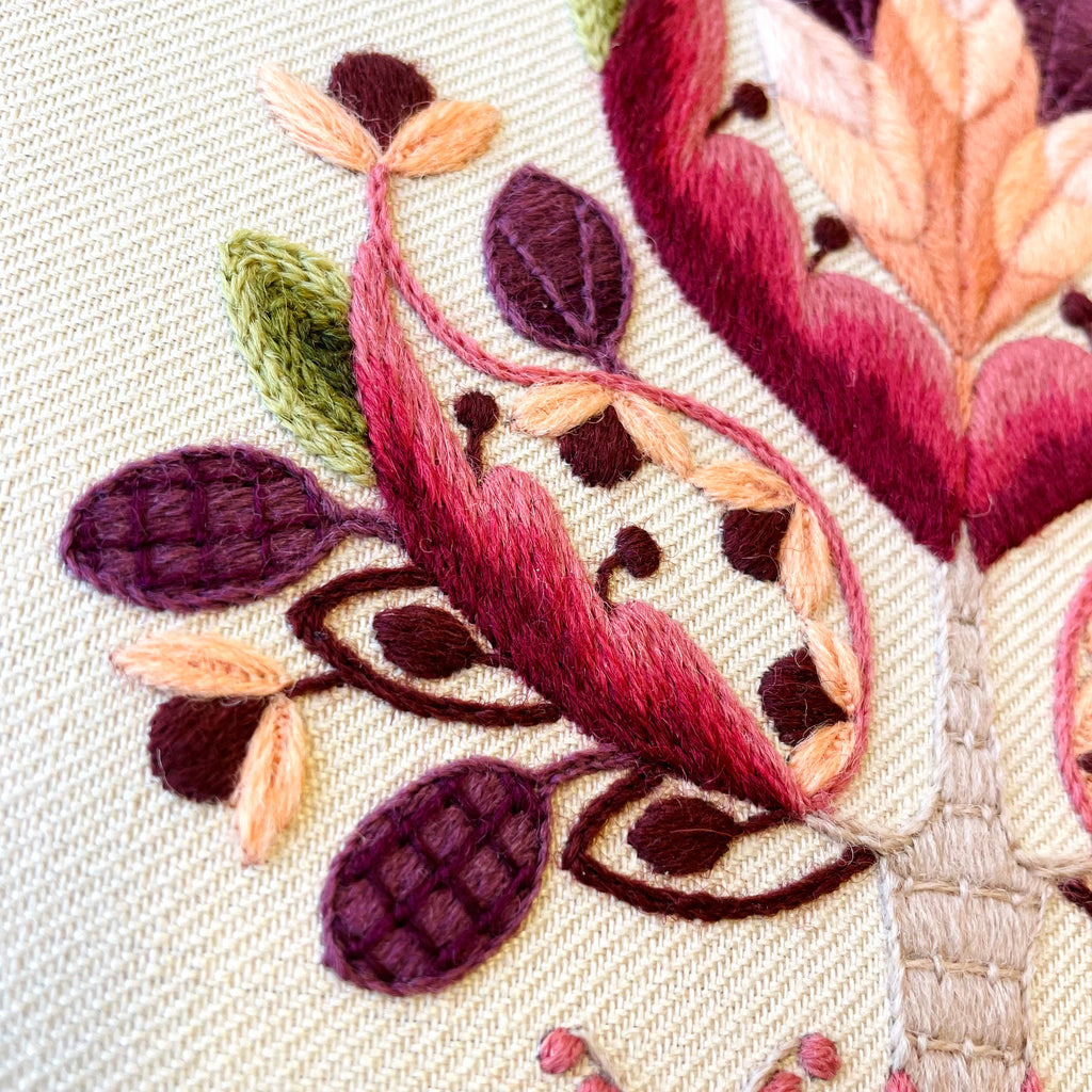 Crewel Work Embroidery Kit, Jacobean Tree In Autumn
