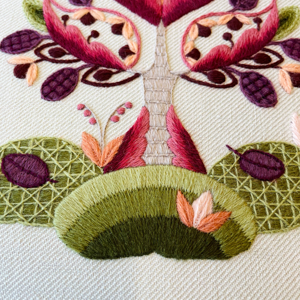 Crewel Work Embroidery Kit, Jacobean Tree In Autumn