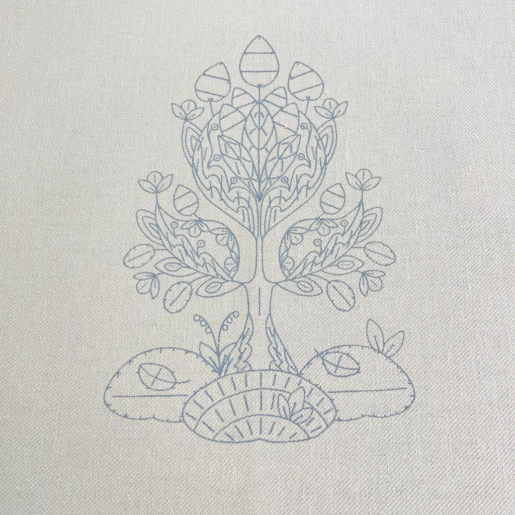 Printed Linen Twill Jacobean Tree in Autumn