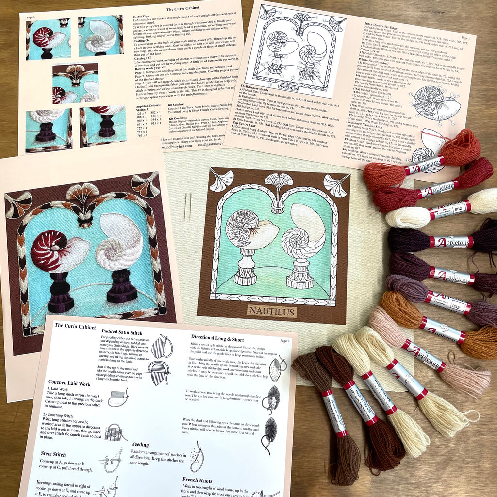 Crewel Work Embroidery Kit, The Curio Cabinet