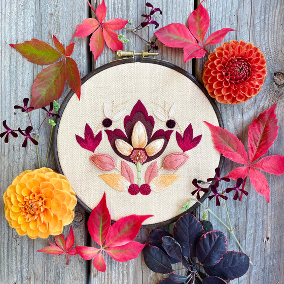 Stumpwork, Raised Embroidery Kit, Autumn Glow