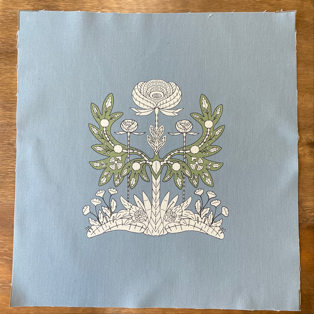 Printed background Linen 'The Arts & Craft Garden'