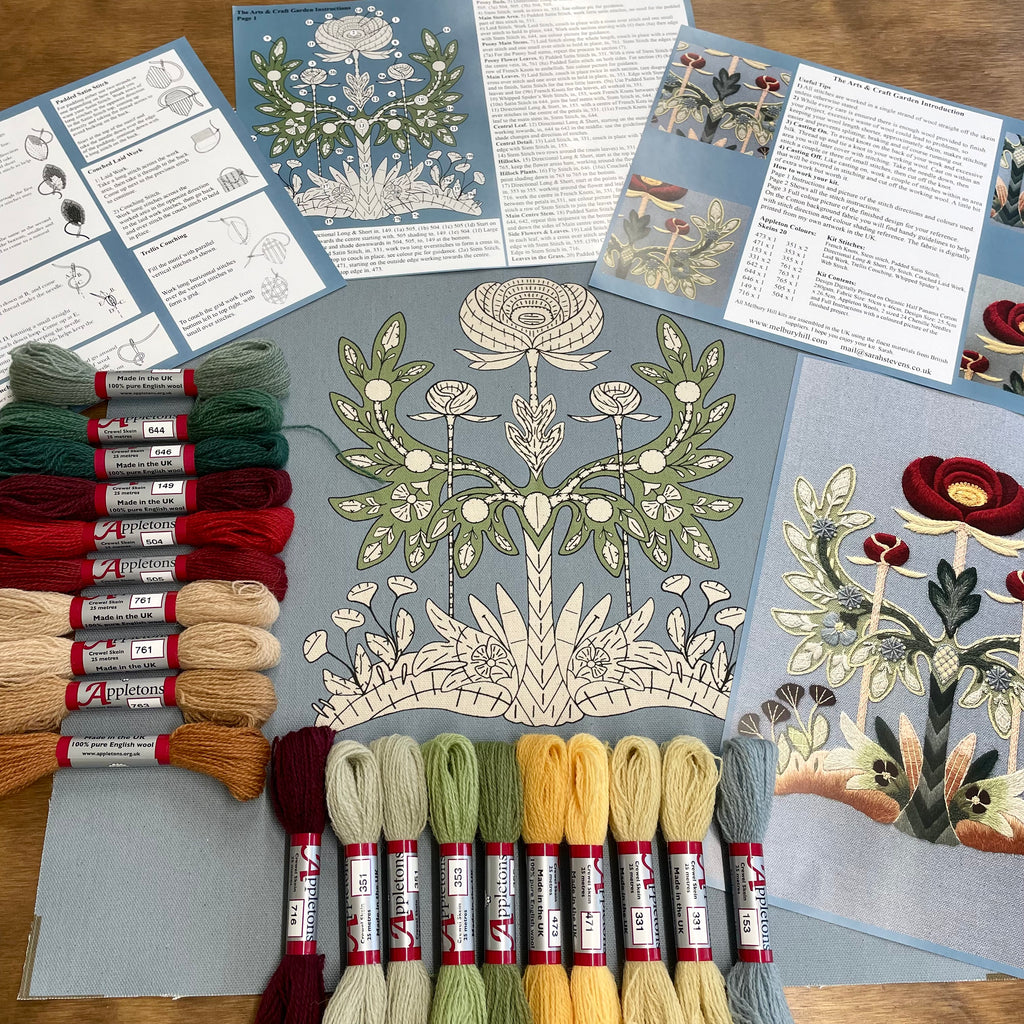 Crewel Work Embroidery Kit, 'The Arts & Craft Garden'