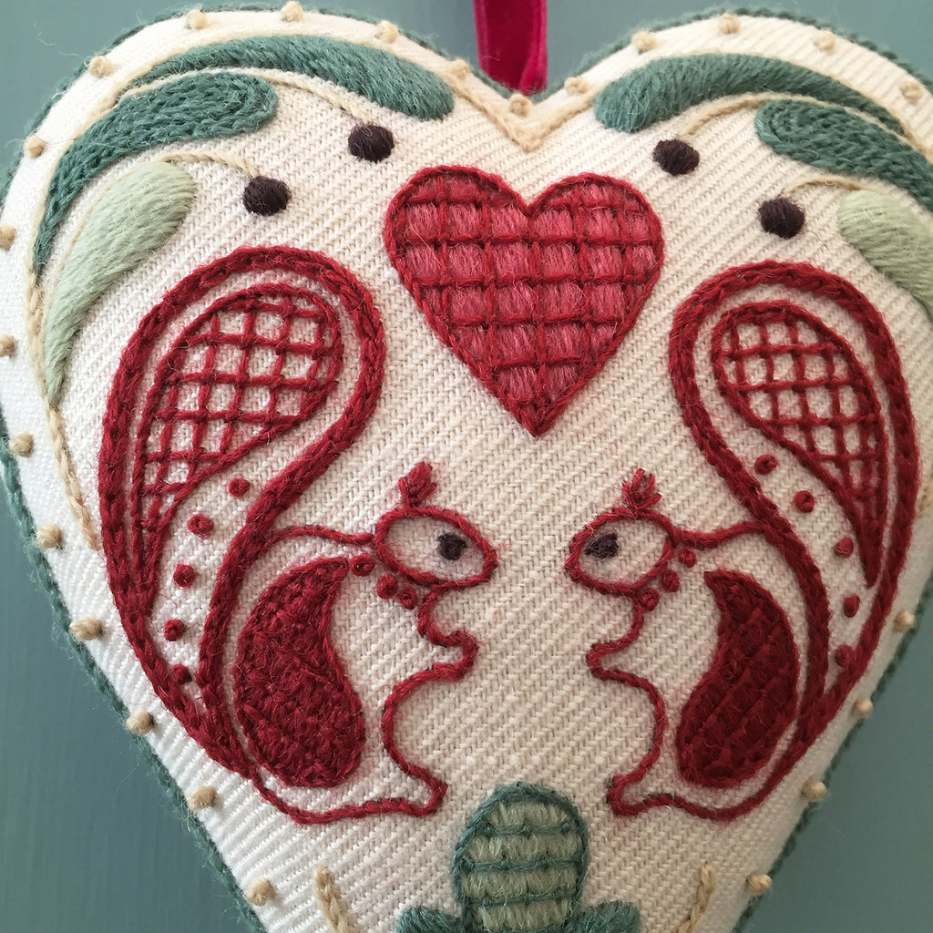 Crewel Embroidery Kit Hearts And Squirrels