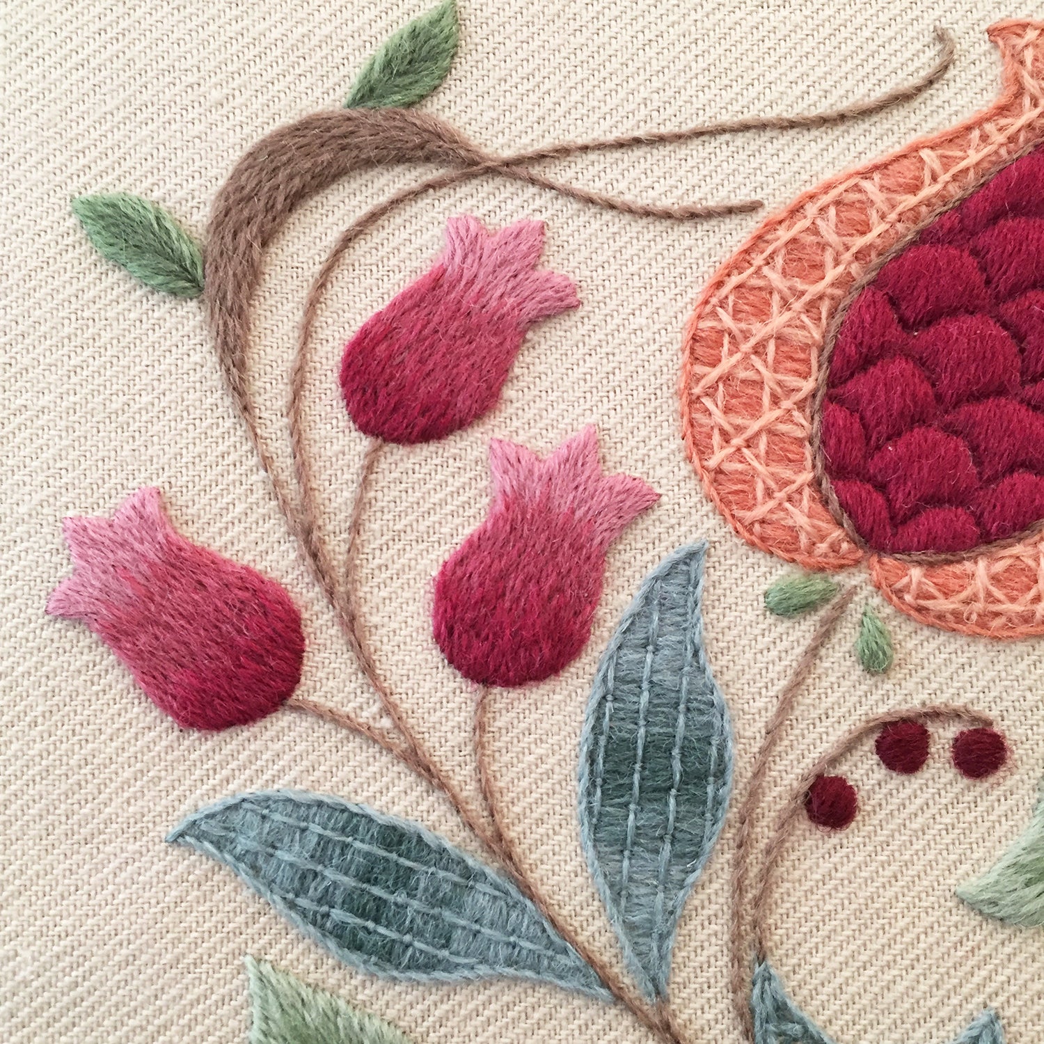 Crewel Embroidery Kit Pomegranates And Rowan - Melbury Hill