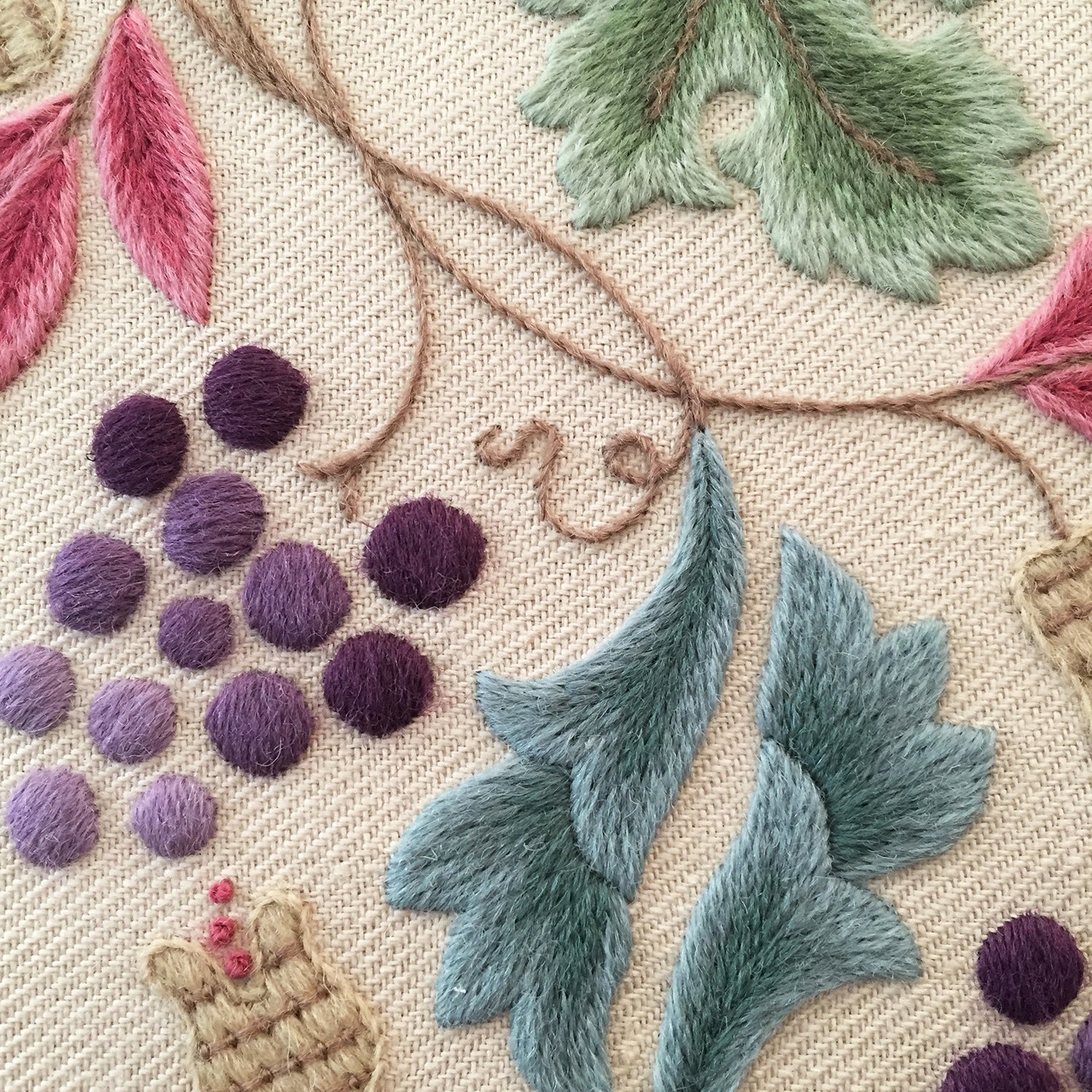 Crewel Embroidery Kit Grapevine and Pippins