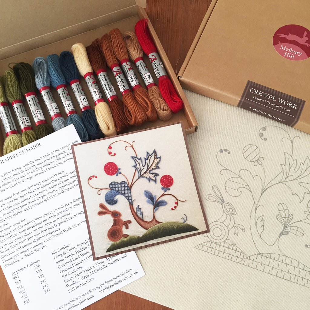 Jacobean Rabbit Crewel Work Jacobean Embroidery Kit, A Rabbit Summer - Melbury Hill