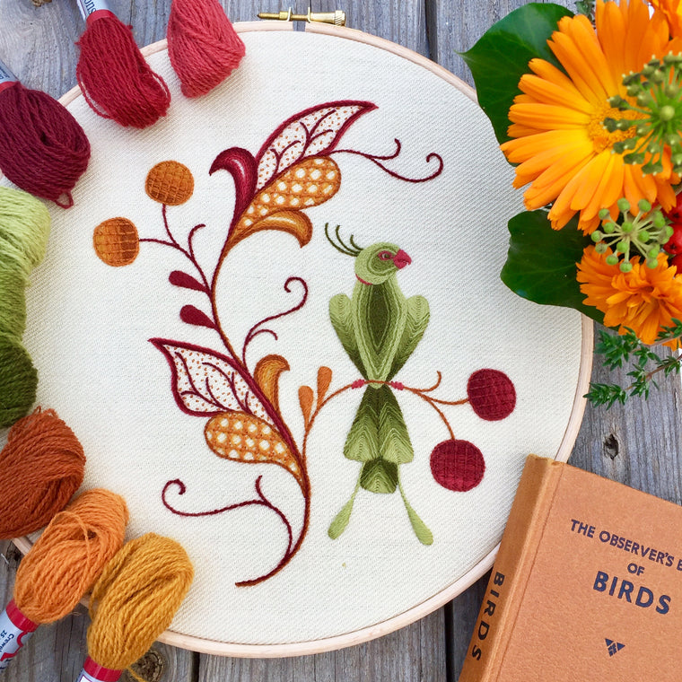 Crewel Work Jacobean Embroidery Kit, Erica's Perch