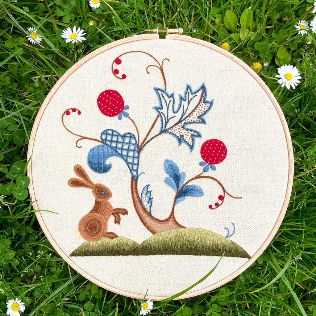 Jacobean Rabbit Crewel Work Jacobean Embroidery Kit, A Rabbit Summer - Melbury Hill