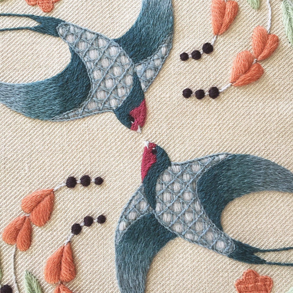 Crewel Embroidery Kit Swallows Flight